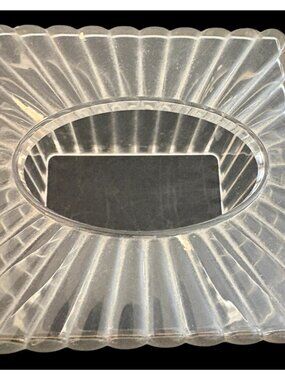 VTG Ribbed Fluted Lucite Acrylic Tissue Box Cover Hollywood Regency MCM